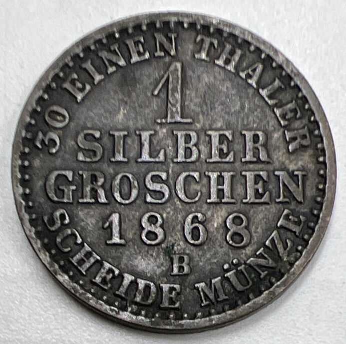 1868-B Prussia Silber Groschen Silver Coin | Fine Collectable Grade | a942