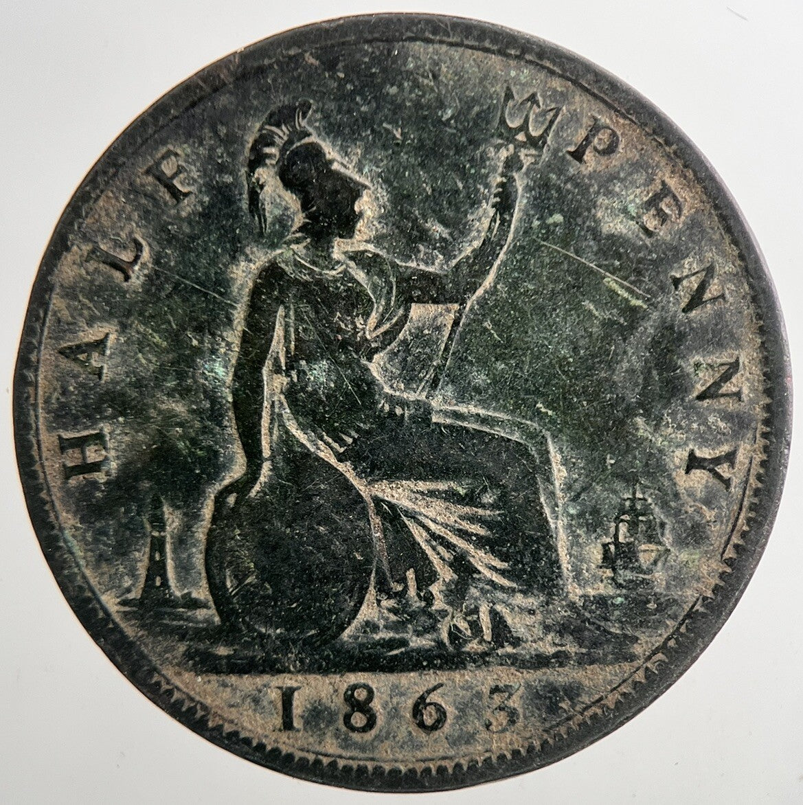 1863 Victoria Half-Penny Coin | Fine Collectable Grade | a9304