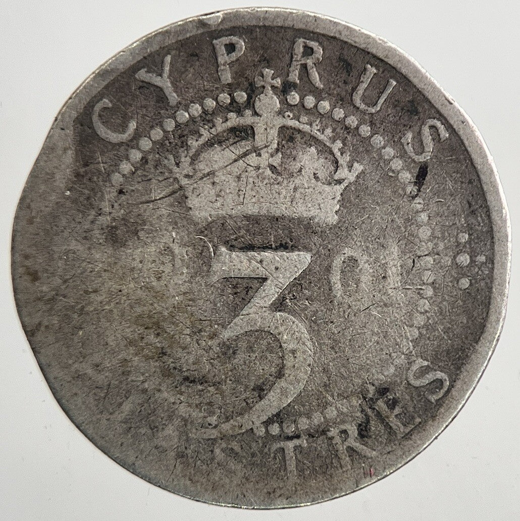 1901 Cyprus Nine 3 Piastres Silver Coin | Collectable Grade | a9333