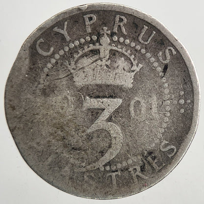 1901 Cyprus Nine 3 Piastres Silver Coin | Collectable Grade | a9333