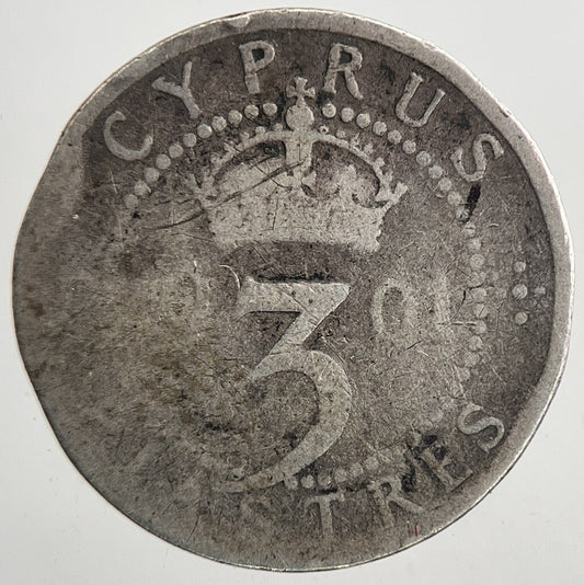 1901 Cyprus Nine 3 Piastres Silver Coin | Collectable Grade | a9333