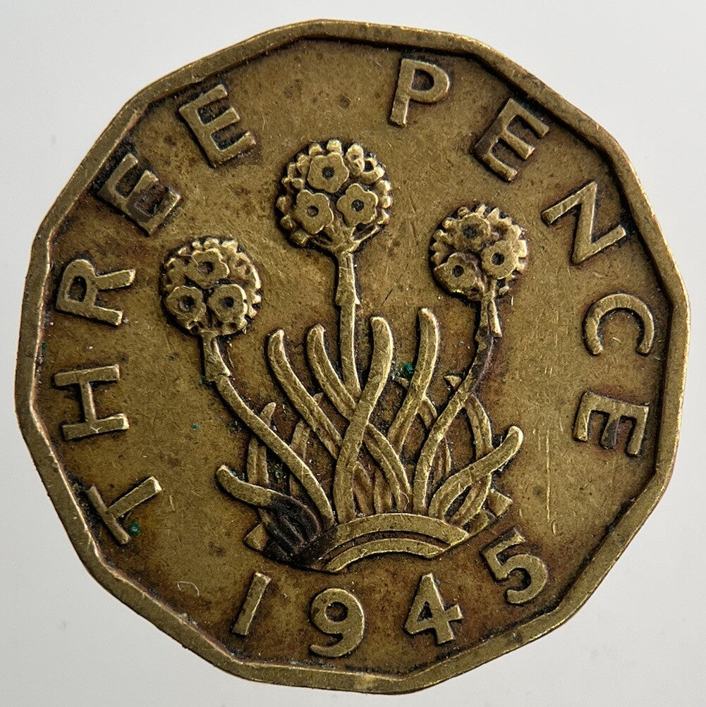 1945 British Brass Threepence Coin | Fine Collectable Grade | a9367