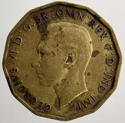 1945 British Brass Threepence Coin | Fine Collectable Grade | a9367