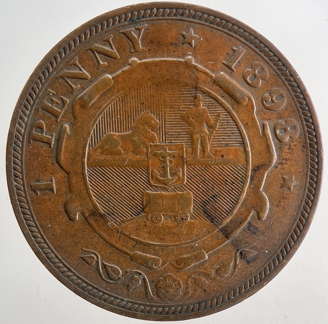 1898 South Africa One Penny Coin | Very High Grade | a9342