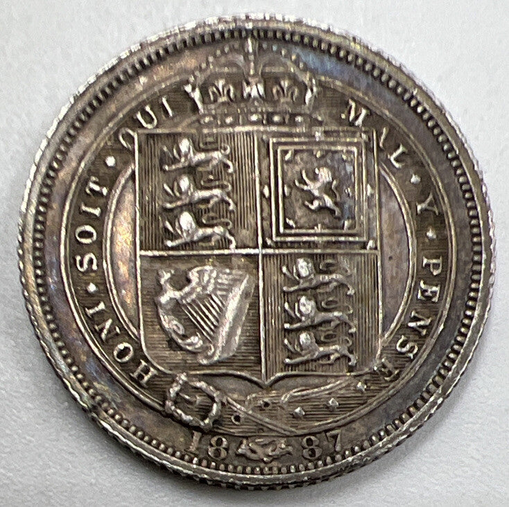 1887 Victoria Sixpence | British Silver Coin | Very Fine Grade | a941