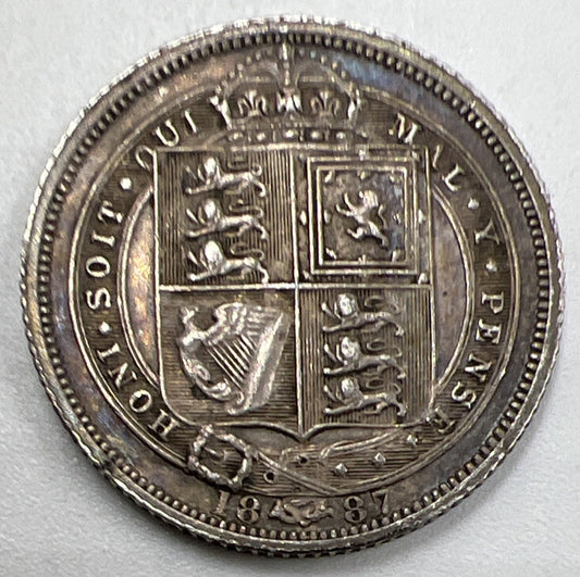 1887 Victoria Sixpence | British Silver Coin | Very Fine Grade | a941