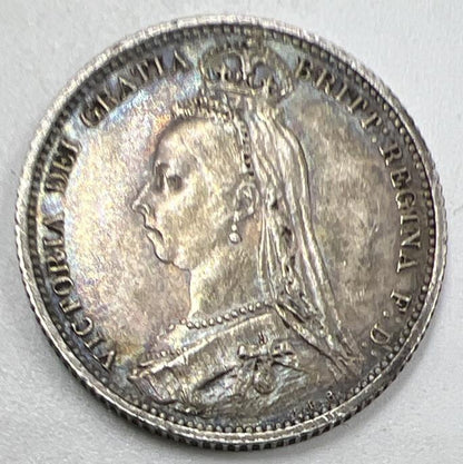 1887 Victoria Sixpence | British Silver Coin | Very Fine Grade | a941