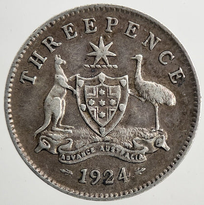 1924 Australia Threepence Silver Coin | Fine Collectable Grade | a9312