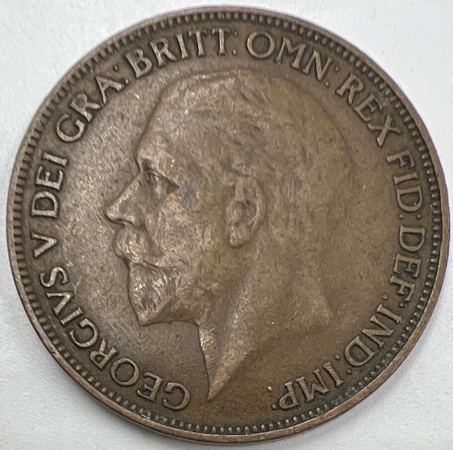 1927 George V One Penny | British Copper Coin | Fine Collectable Grade | a967