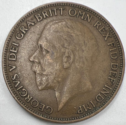 1927 George V One Penny | British Copper Coin | Fine Collectable Grade | a967