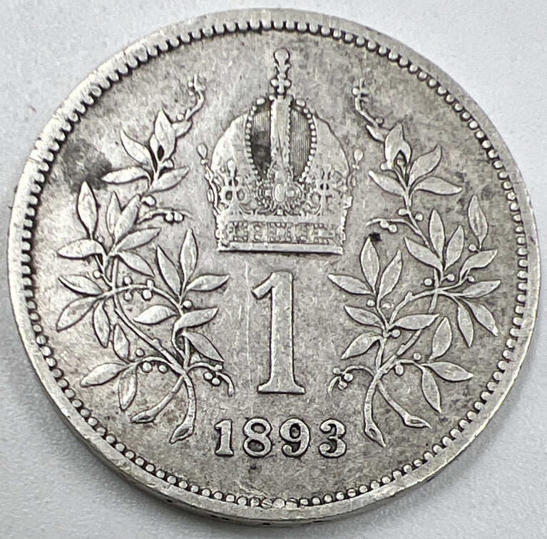 1893 1 Korona Franz Joseph | Hungary Silver Coin | Fine Collectable Grade | a981