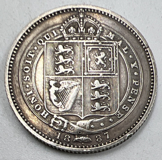 1887 Victoria Shilling | British Silver Coin | Fine Collectable Grade | a929