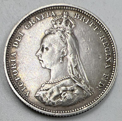 1887 Victoria Shilling | British Silver Coin | Fine Collectable Grade | a929