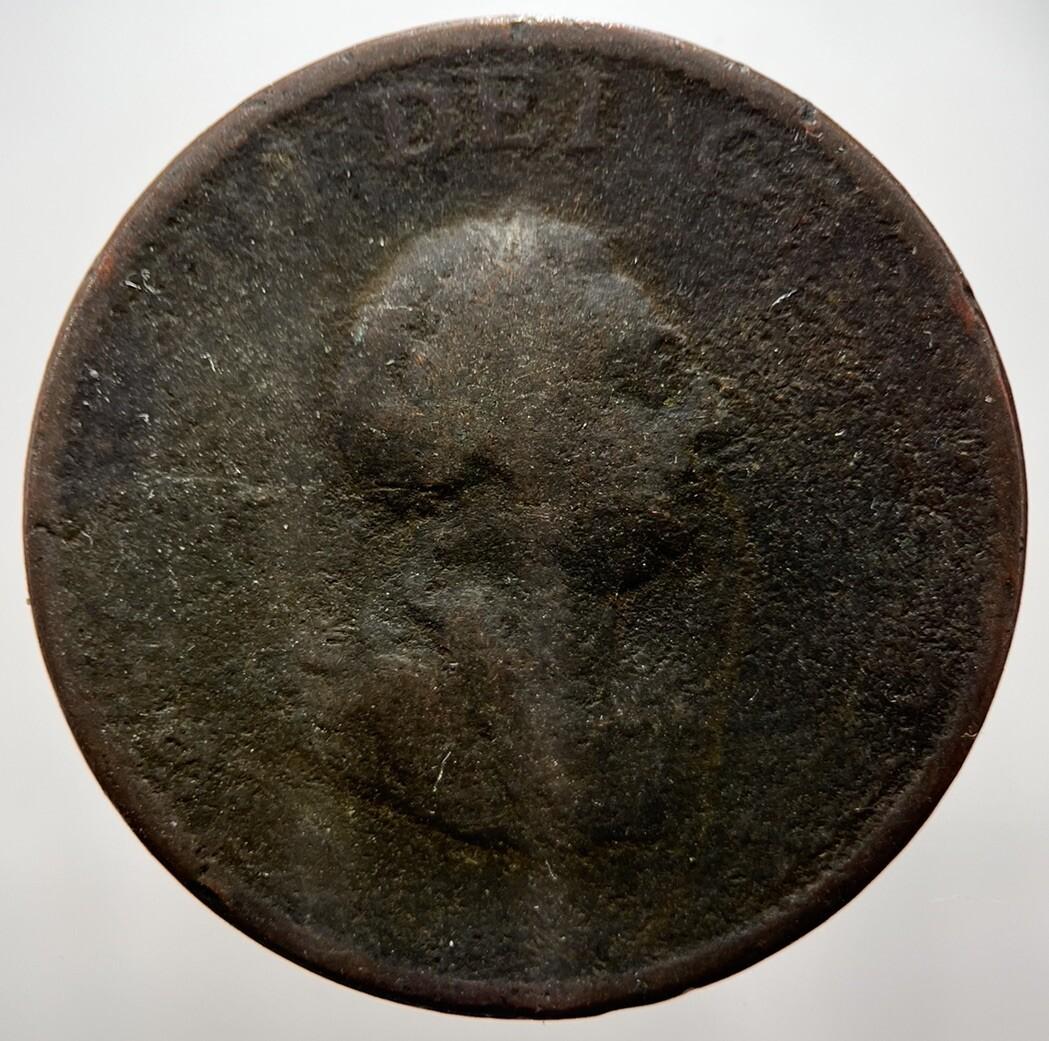 1799 George 3rd III Half-Penny British Coin | Worn Grade