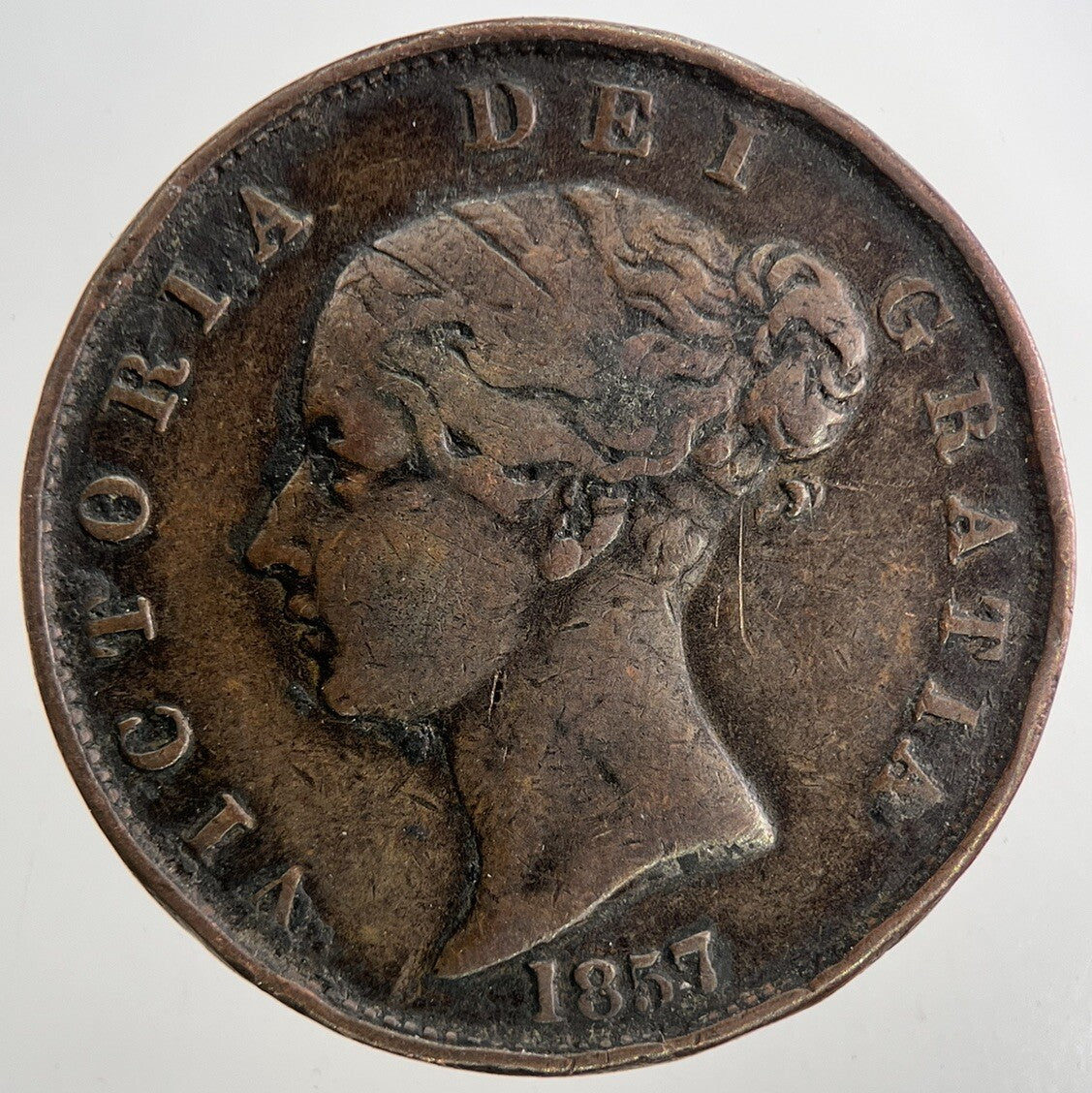 1857 Victoria Half-Penny Coin | Fine Collectable Grade | a9399