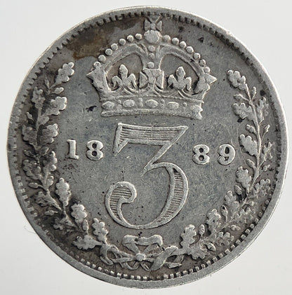 1889 Victoria Threepence Silver Coin | Fine Collectable Grade | a9316