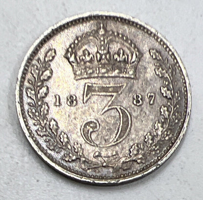 1887 Victoria Threepence | British Silver Coin | Fine Collectable Grade | a933