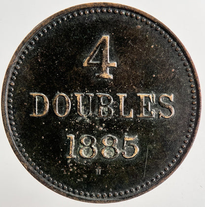 1885 Guernsey 4 Doubles Coin | Fine Collectable Grade | a9427