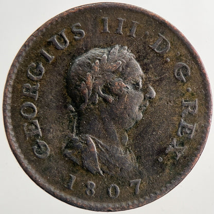 1807 George 3rd III Farthing Coin | Fine Collectable Grade | a9296