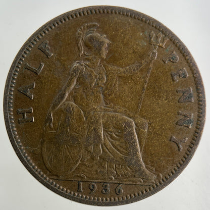 1936 George V Half-Penny Coin | Fine Collectable Grade