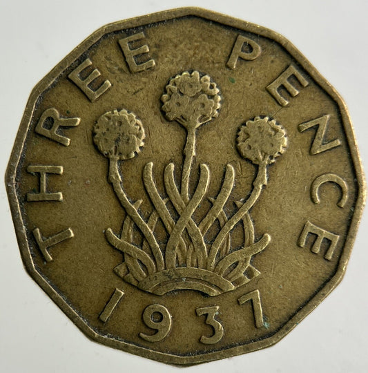 1937 George VI Brass Threepence Coin | Fine Collectable Grade