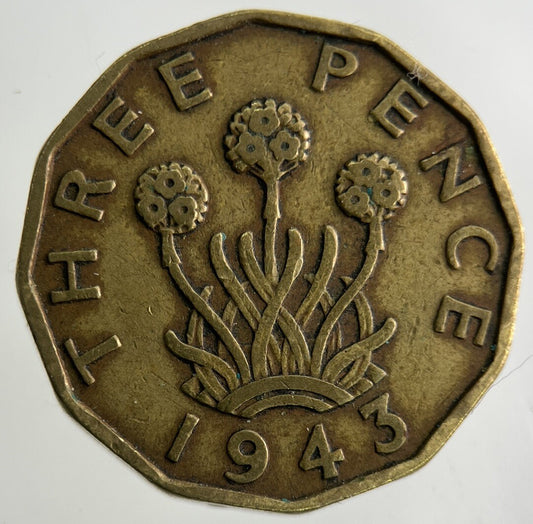 1943 George VI Brass Threepence Coin | Fine Collectable Grade