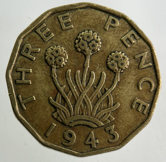 1943 George VI Brass Threepence Coin | Fine Collectable Grade