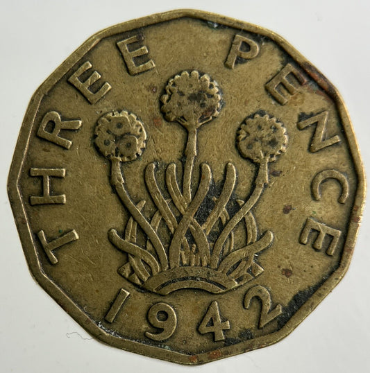 1942 George VI Brass Threepence Coin | Fine Collectable Grade