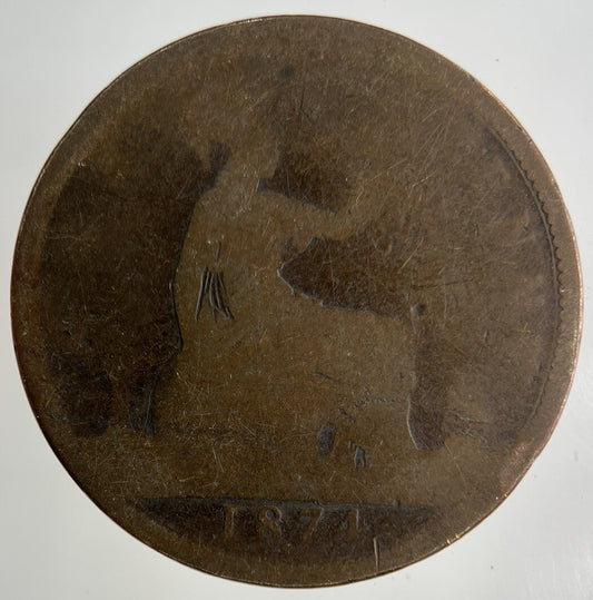 1874 Victoria One Penny Coin | Worn Grade