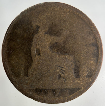 1872 Victoria One Penny Coin | Worn Grade