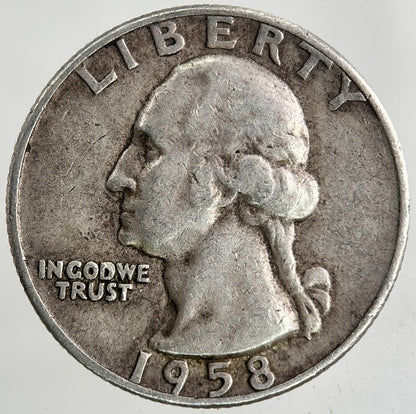 1958-D US USA Quarter Dollar Silver Coin | Fine Collectable Grade