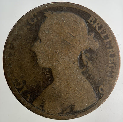 1883 Victoria One Penny Coin | Worn Grade