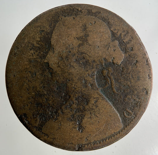 British Victoria One Penny Coin | Worn Grade
