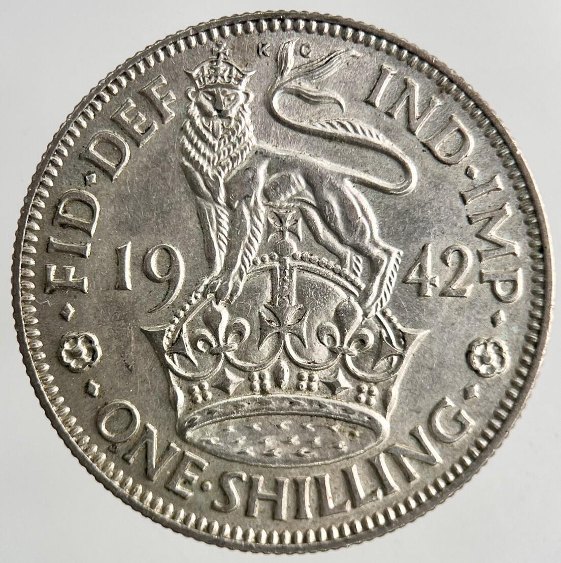 1942 George VI Silver Shilling Coin | Very High Grade