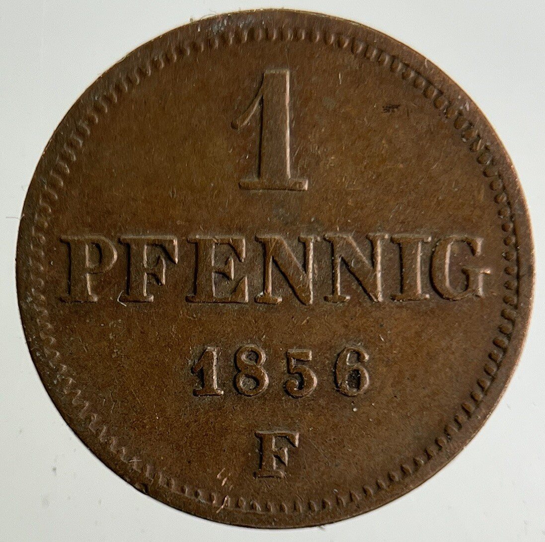 1856 Germany Prussia 1 Pfennig Coin | Fine Collectable Grade