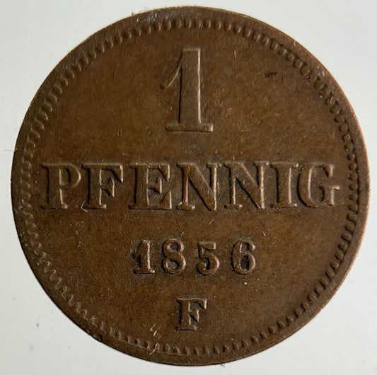 1856 Germany Prussia 1 Pfennig Coin | Fine Collectable Grade