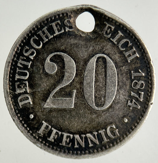 1874 Germany 20 Pfennig Silver Coin | Fine Collectable Grade