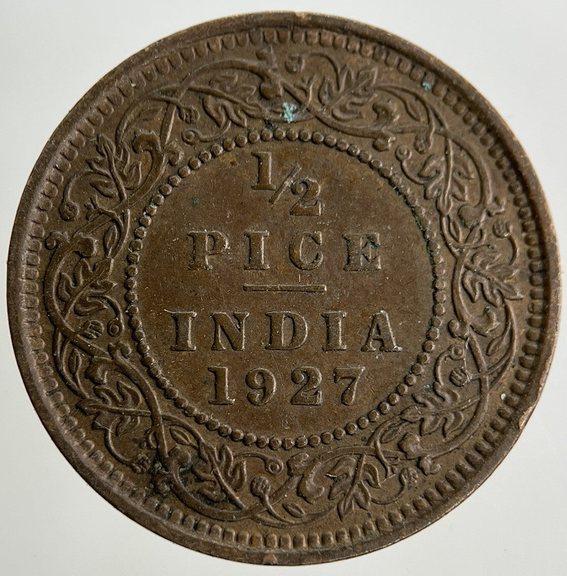 1927 India 1/2 Half Pice Coin | Fine Collectable Grade