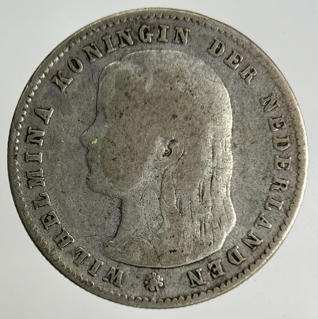 1895 Netherlands 25 Cents Silver Coin | Fine Collectable Grade
