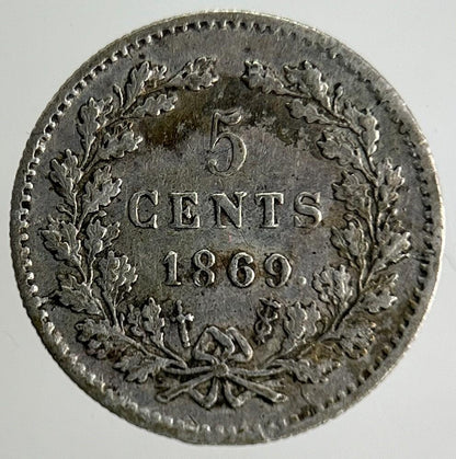 1869 Netherlands 5 Cents Silver Coin | Very High Grade
