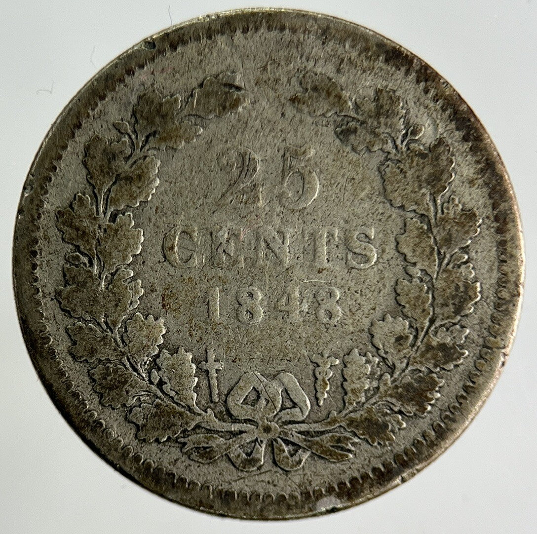 1848 Netherlands 25 Cents Silver Coin | Collectable Grade
