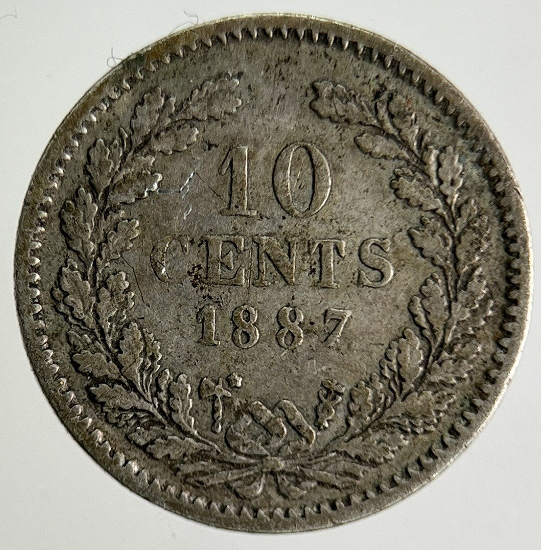 1887 Netherlands 10 Cents Silver Coin | Fine Collectable Grade
