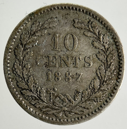 1887 Netherlands 10 Cents Silver Coin | Fine Collectable Grade