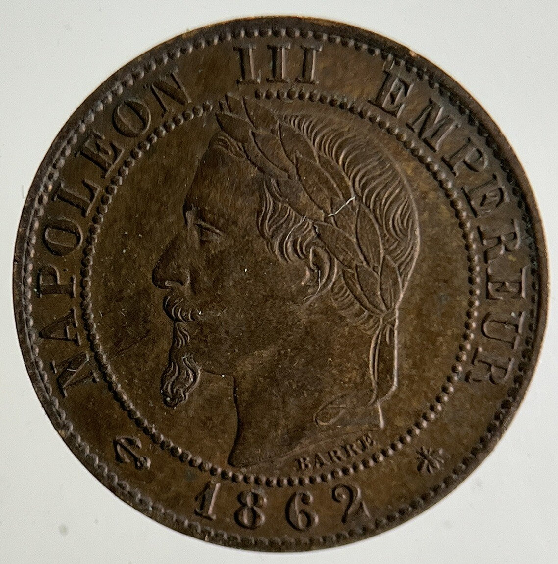 1862 France 1 Un Centime Coin | Very High Grade