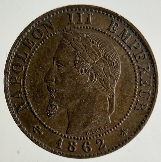 1862 France 1 Un Centime Coin | Very High Grade