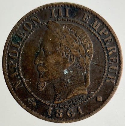 1861 France 1 Un Centime Coin | Very High Grade