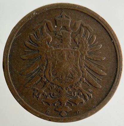 1876 Germany 2 Pfennig Coin | Fine Collectable Grade