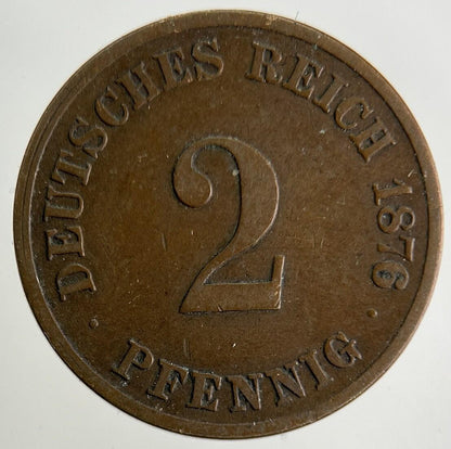 1876 Germany 2 Pfennig Coin | Fine Collectable Grade