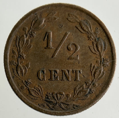 1884 Netherlands 1/2 Half Cent Coin | Very High Grade