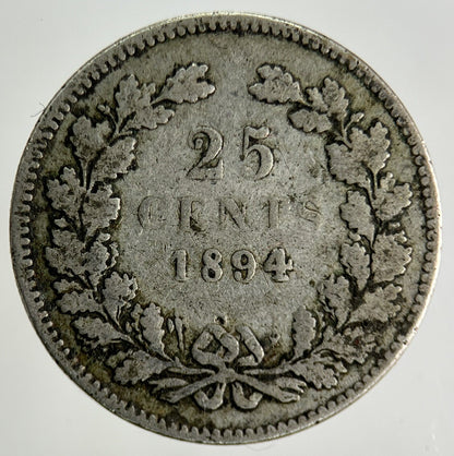1894 Netherlands 25 Cents Silver Coin | Collectable Grade